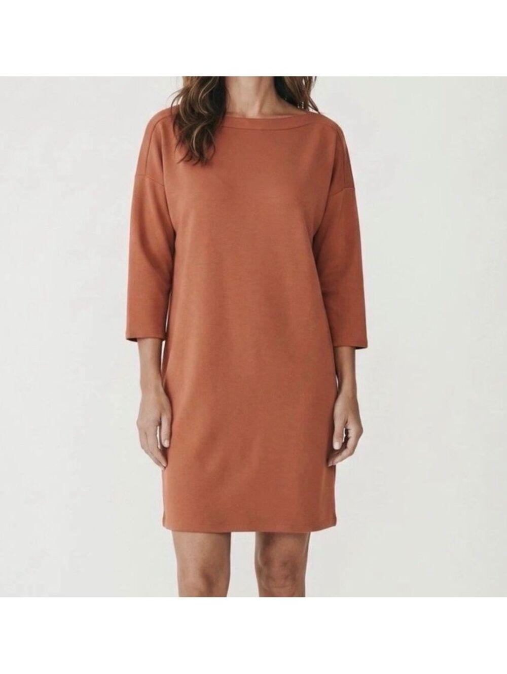 For Cynthia Dress boatneck dolman M ginger salmon rust burnt soft luxury lined